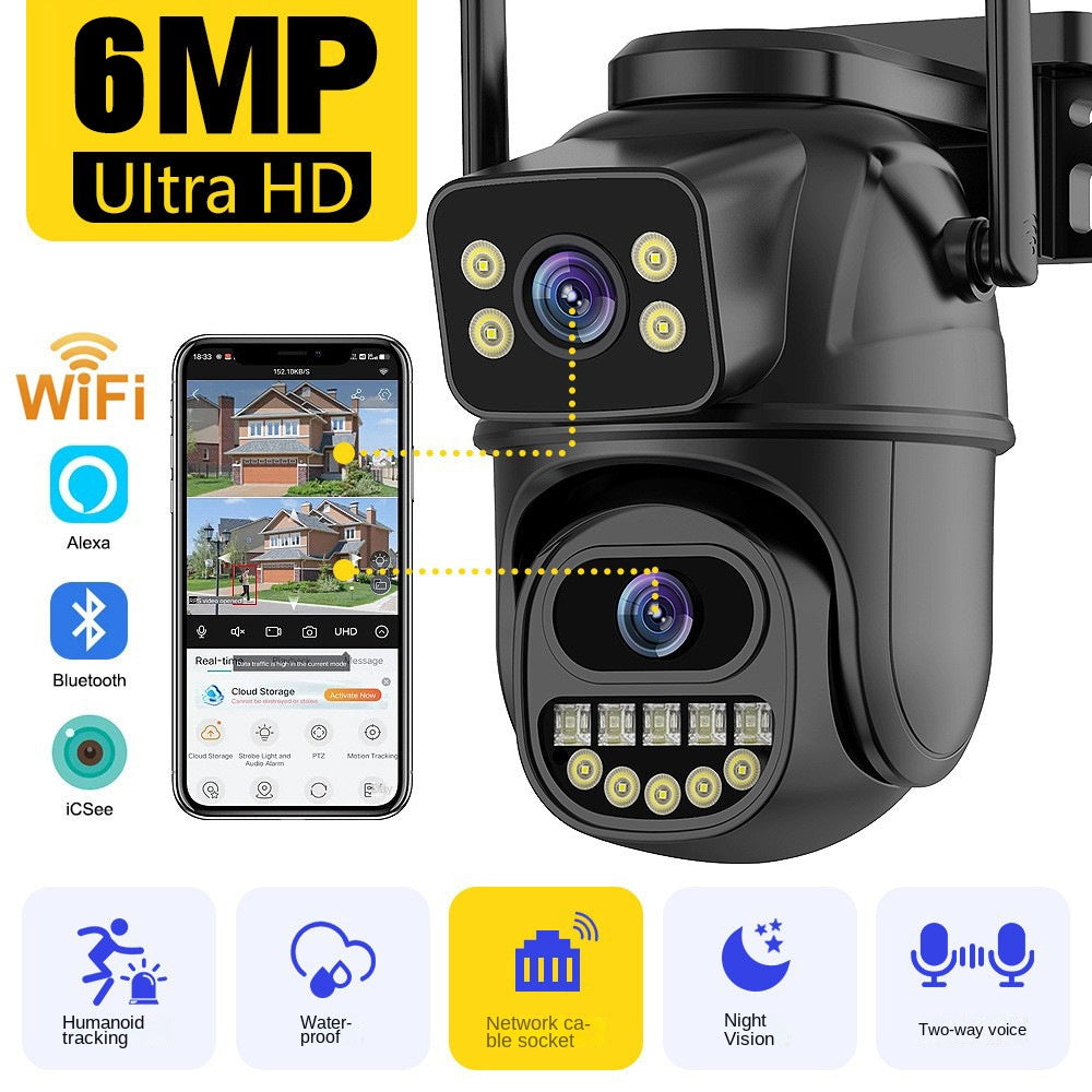 Dual screen wireless 360 degree mobile remote outdoor WiFi camera monitoring