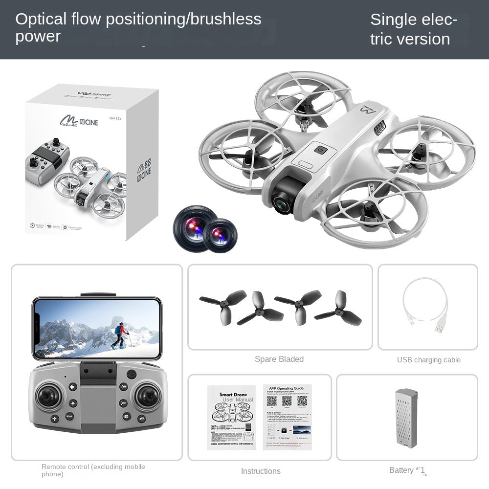 M88 Brushless Drone with Optical Flow and Full Protection, 4-Axis Aircraft for Outdoor Photography and Remote Control Flying