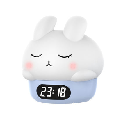 Cute Bunny Alarm Clock, Glow-in-the-Dark Ambient Clock, Silicone Desk Clock for Bedroom Nightstand, Home Night Light, Kids Alarm Clock