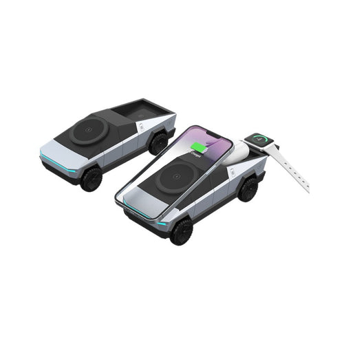 Cyber pickup truck car mobile phone watch earphone desktop multifunctional three in one wireless charger