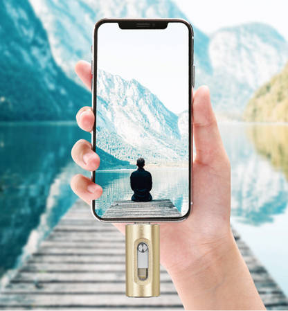 USB Flash Drive for iPhone, 3-in-1 High-Capacity 64GB Dual-Use USB Drive for Phone and Computer