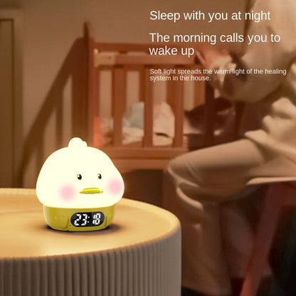 Direct Duck Silicone Alarm Clock, Tap Light Ambience Night Light, Breastfeeding Night Wake-Up Cartoon Tap Light Alarm Clock