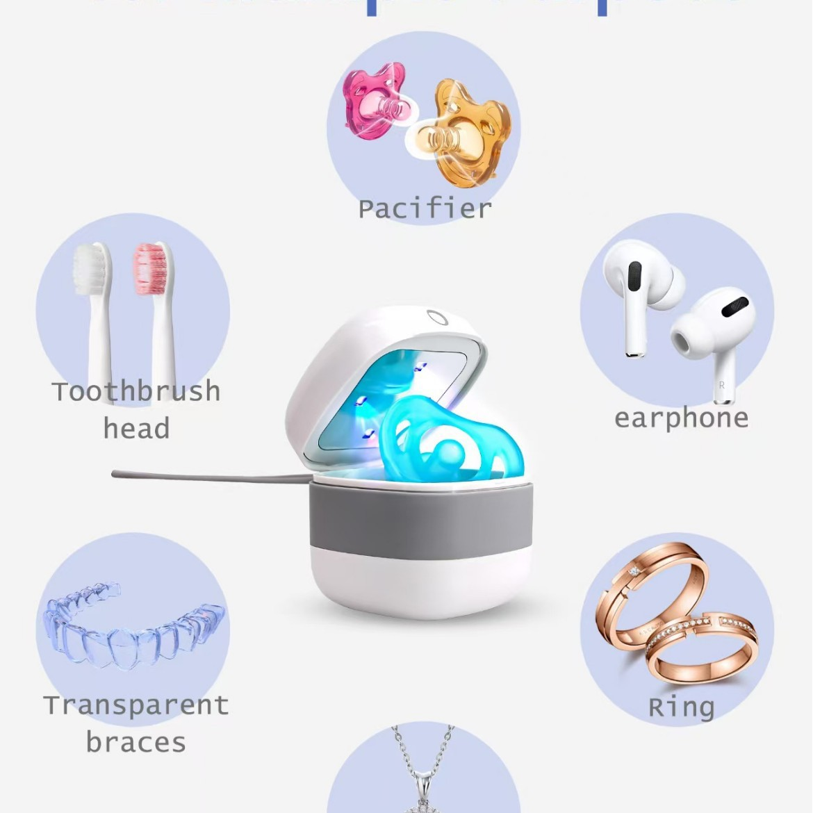 New pacifier sterilizer portable pacifier Bluetooth earphones UV disinfection storage box