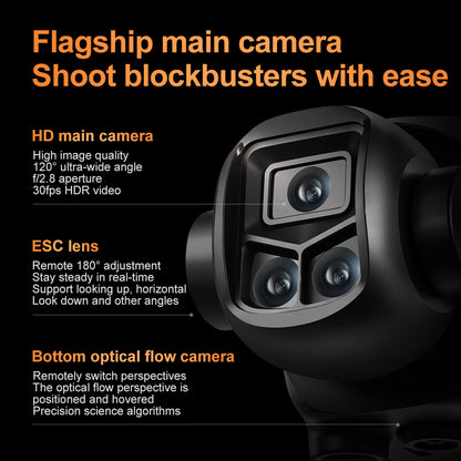 Drone with Triple Cameras, Screen, Optical Flow Positioning, 8K HD Aerial Photography, Obstacle Avoidance Flying Device