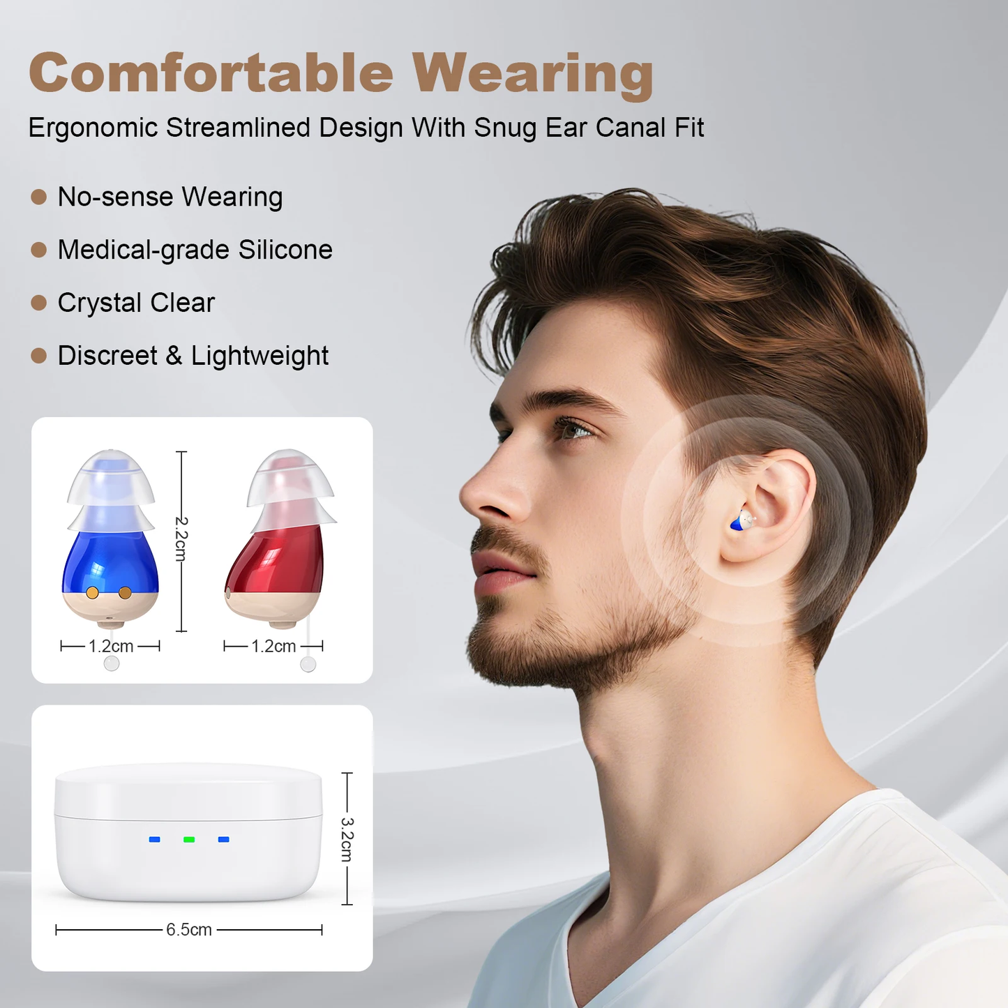 Noise reducing charging Mini hearing aid, hearing aid, in ear type