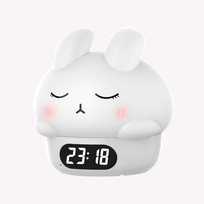 Cute Bunny Alarm Clock, Glow-in-the-Dark Ambient Clock, Silicone Desk Clock for Bedroom Nightstand, Home Night Light, Kids Alarm Clock