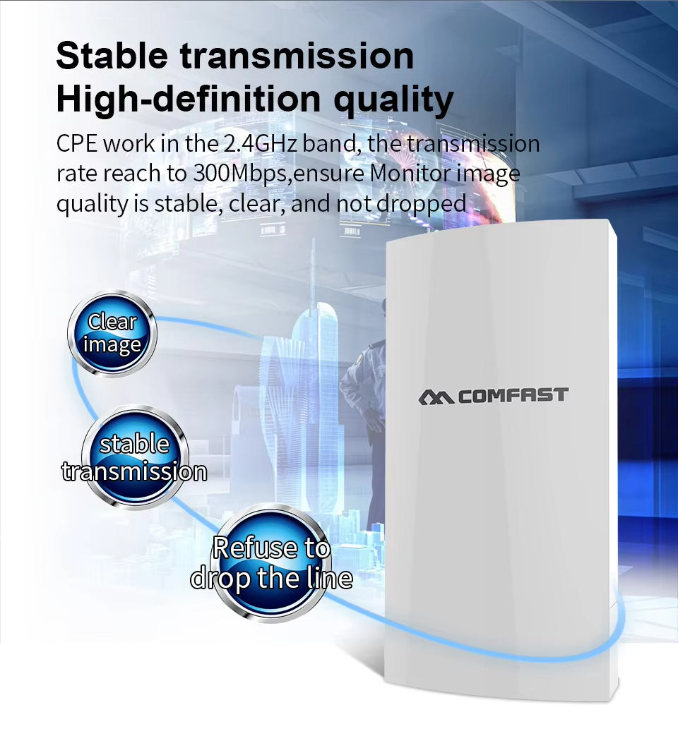 COMFAST CF-E130N 2.4G Outdoor WiFi Bridge for Elevator Surveillance and Industrial Applications