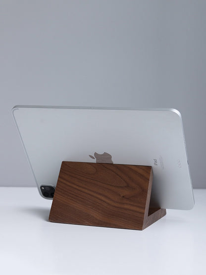 Retro Walnut Wood Solid Wood Tablet Stand, Creative Desktop Computer and Phone Holder