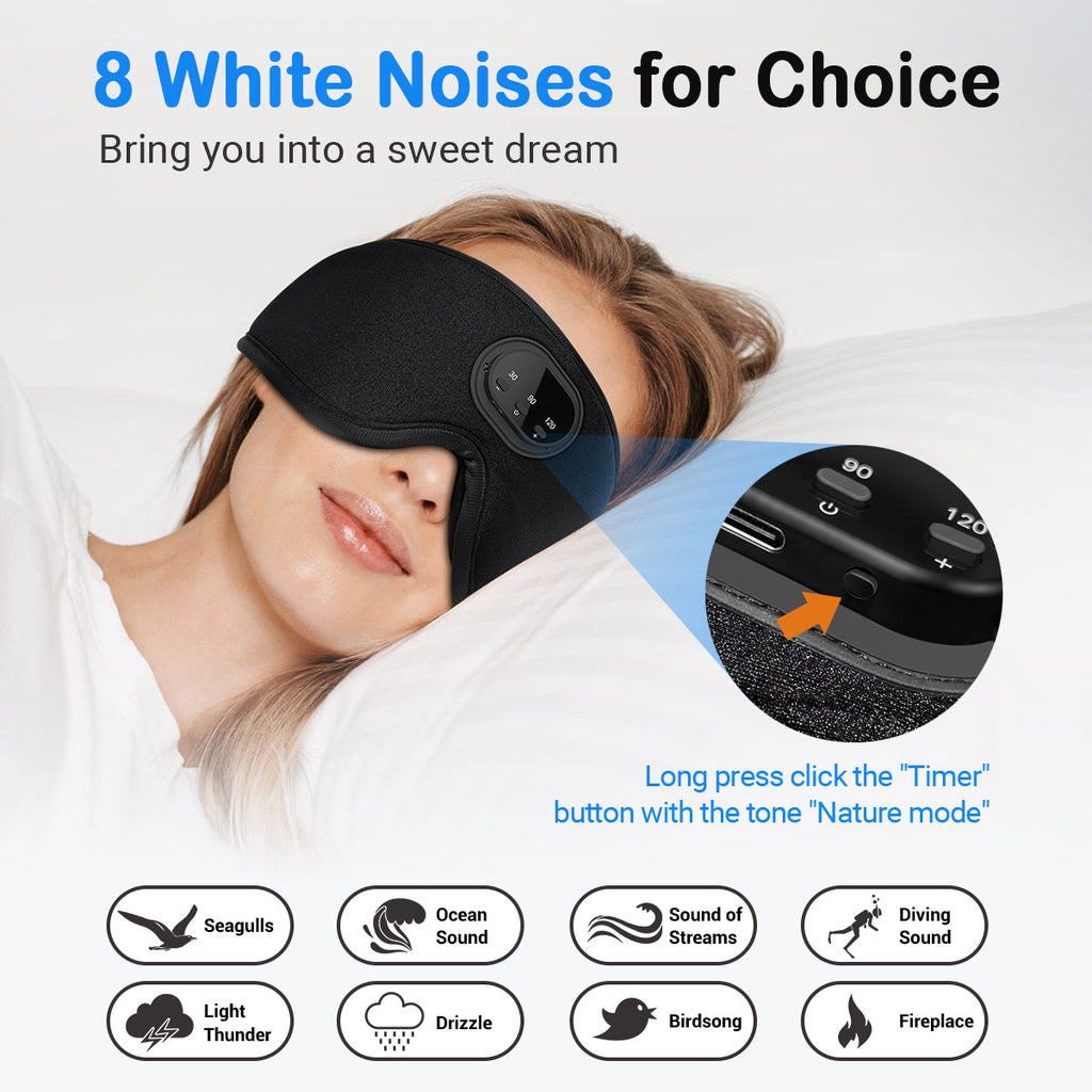 Bluetooth White Noise Milk Silk 3D Eye Socket Full Blackout Breathable Smart Music Sleep Mask