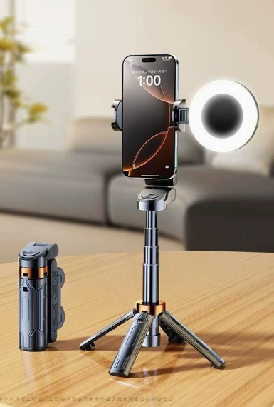 Mini phone Bluetooth selfie stick JC-25, floor mounted anti shake, extendable tripod, portable travel, live streaming, photograp